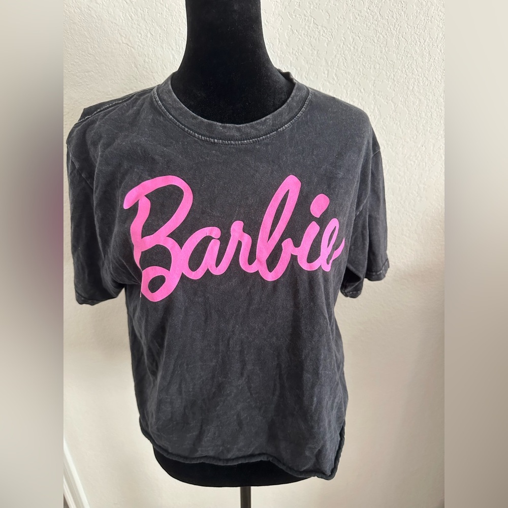Barbie Charcoal Tee with Pink Logo